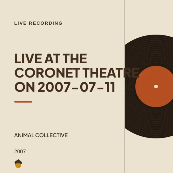 Cover art for Live at The Coronet Theatre on 2007-07-11